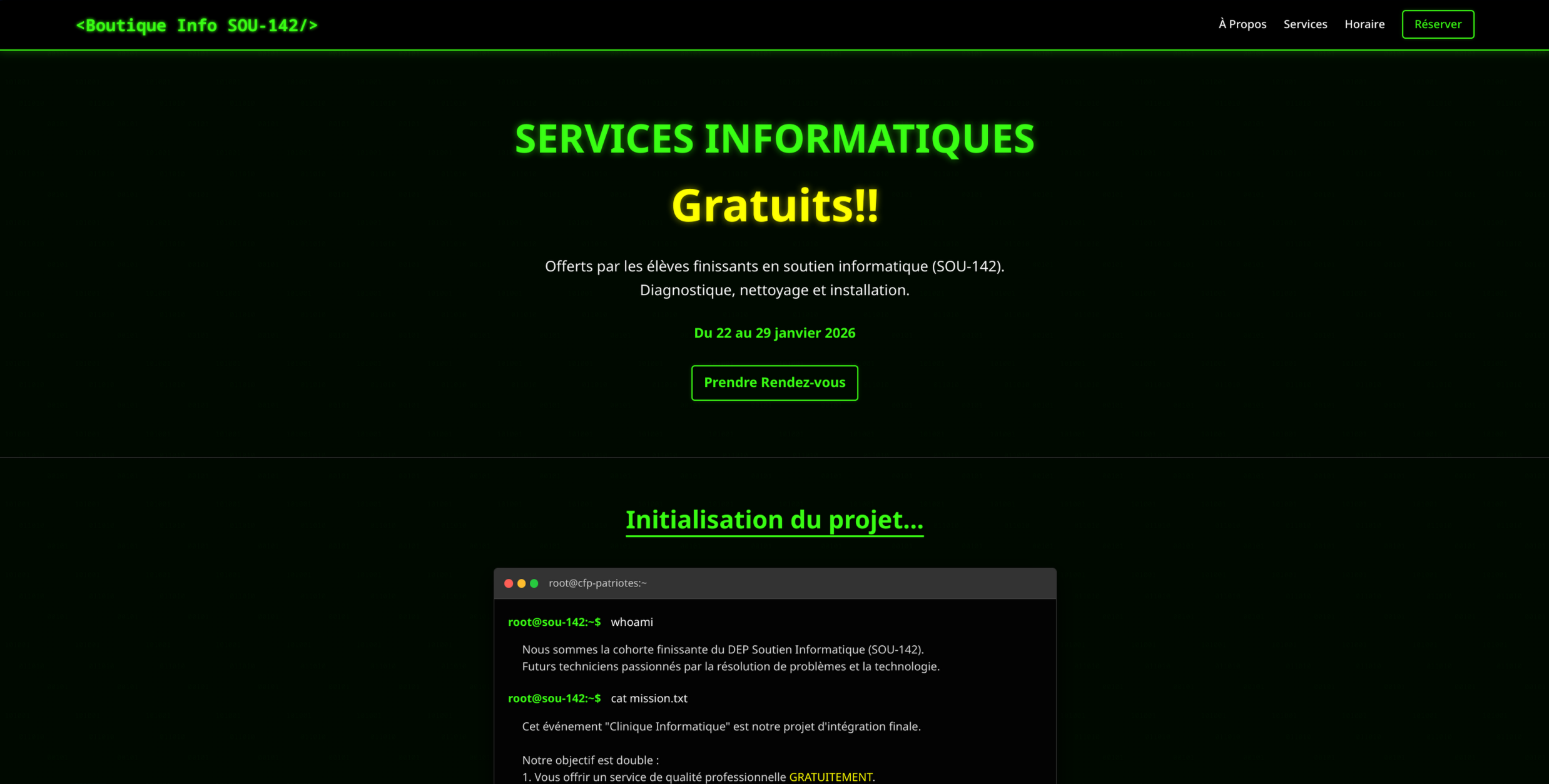 Capture d'écran du site web